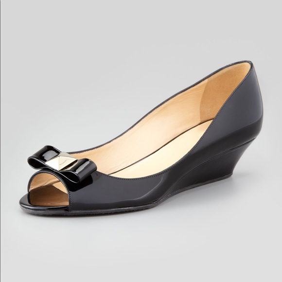 kate spade Shoes - Kate Spade Patent Bow Wedge Sandals